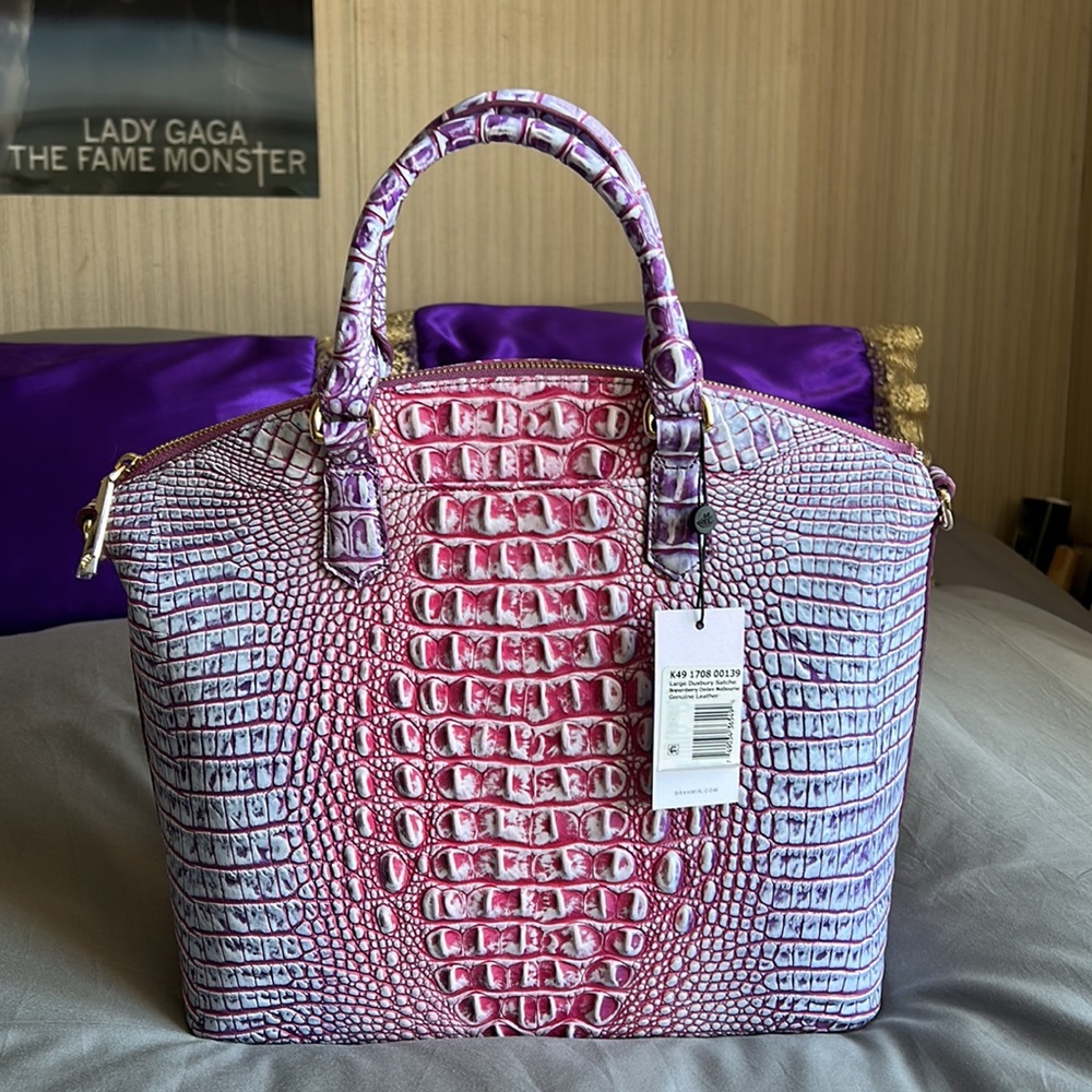 Brahmin Boysenberry Pink Purple Ombré Melbourne Large Duxbury Satchel- NWT - Picture 3 of 8